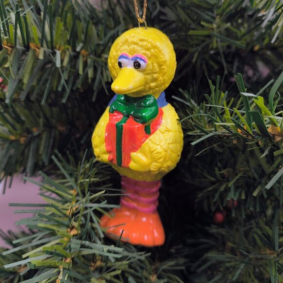 Vintage 1980s Big Bird Handpainted Ceramic Ornament in Box Sesame Street 4" - Picture 4 of 8